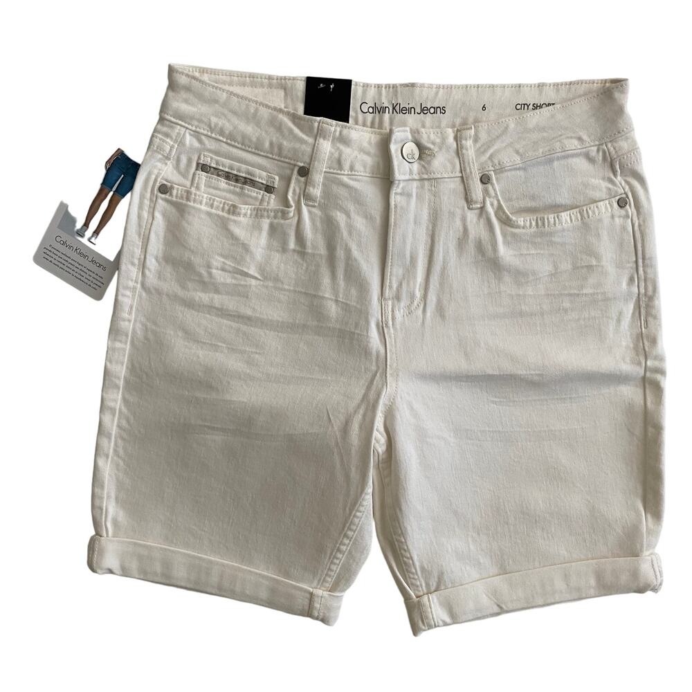 Women’s Calvin Klein Jeans Stretchy City Short Shorts  Medium White Size 6